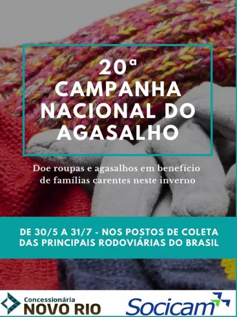 60 rodoviárias no país promovem simultaneamente a 20ª edição da Campanha Nacional do Agasalho.